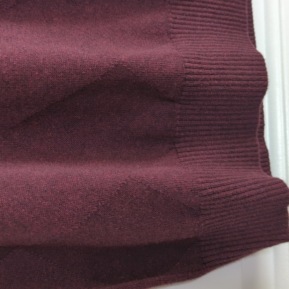 Oscar De La Renta Men's 100% Cotton Sweater Vest Burgundy Diamond Size L - Picture 3 of 11